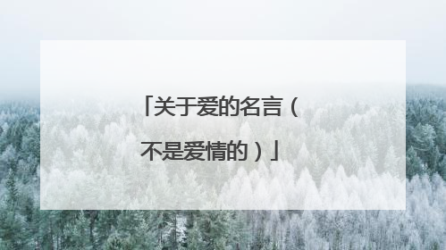 关于爱的名言（不是爱情的）