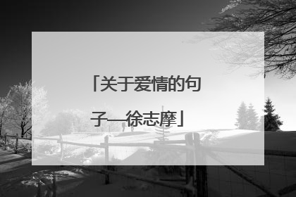关于爱情的句子——徐志摩