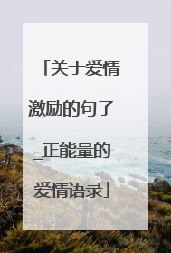 关于爱情激励的句子_正能量的爱情语录