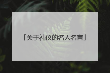 关于礼仪的名人名言