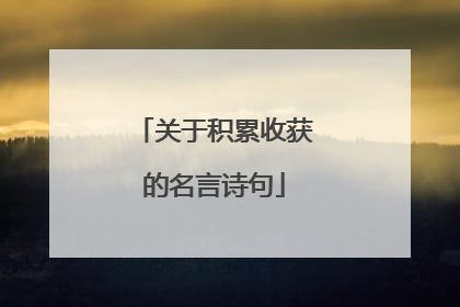 关于积累收获的名言诗句