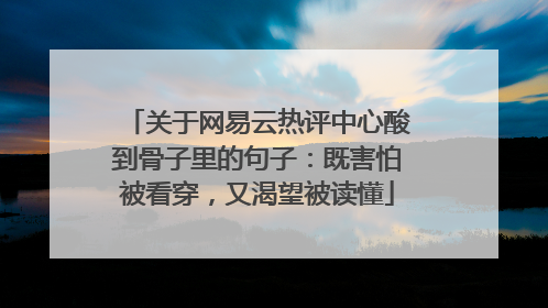 关于网易云热评中心酸到骨子里的句子：既害怕被看穿，又渴望被读懂