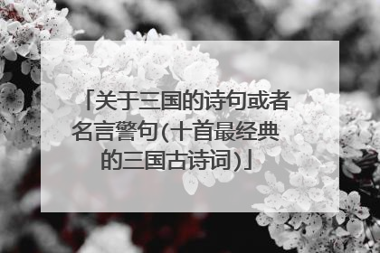 关于三国的诗句或者名言警句(十首最经典的三国古诗词)