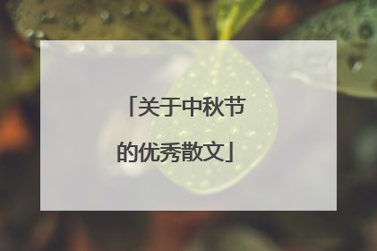 关于中秋节的优秀散文