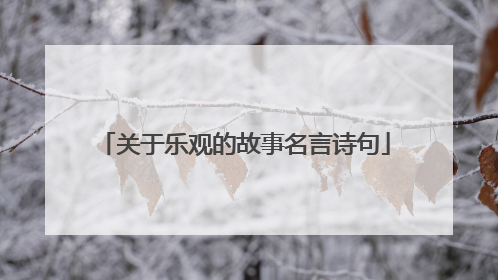 关于乐观的故事名言诗句
