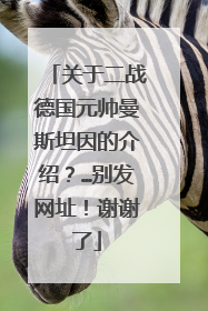 关于二战德国元帅曼斯坦因的介绍？…别发网址！谢谢了