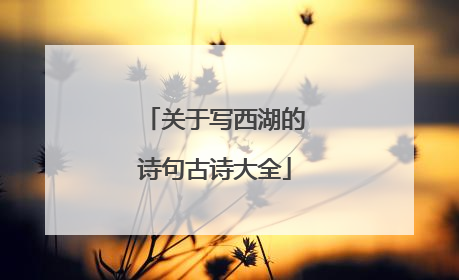 关于写西湖的诗句古诗大全