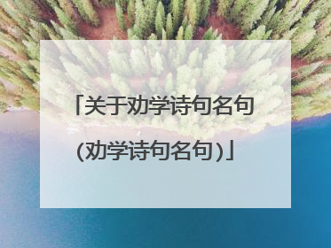 关于劝学诗句名句(劝学诗句名句)