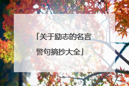 关于励志的名言警句摘抄大全