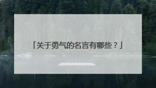 关于勇气的名言有哪些？