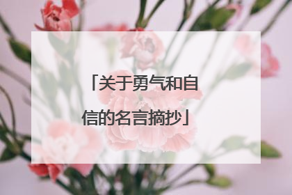 关于勇气和自信的名言摘抄
