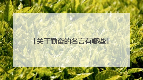 关于勤奋的名言有哪些