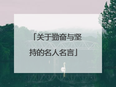 关于勤奋与坚持的名人名言