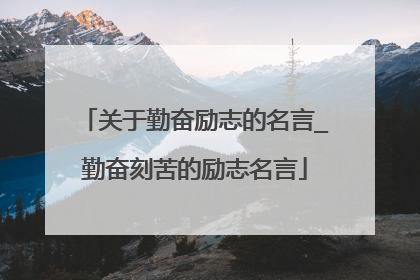 关于勤奋励志的名言_勤奋刻苦的励志名言