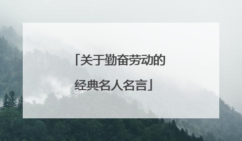 关于勤奋劳动的经典名人名言