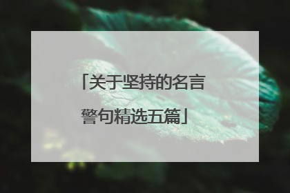 关于坚持的名言警句精选五篇