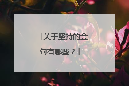 关于坚持的金句有哪些？