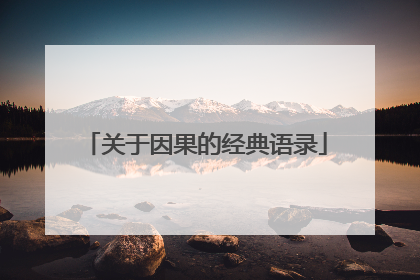 关于因果的经典语录