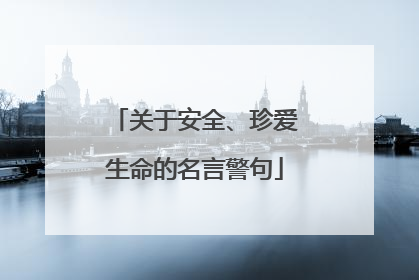 关于安全、珍爱生命的名言警句