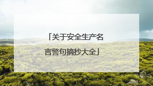 关于安全生产名言警句摘抄大全