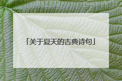 关于夏天的古典诗句