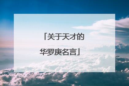 关于天才的华罗庚名言