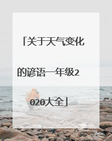 关于天气变化的谚语一年级2020大全