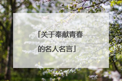 关于奉献青春的名人名言