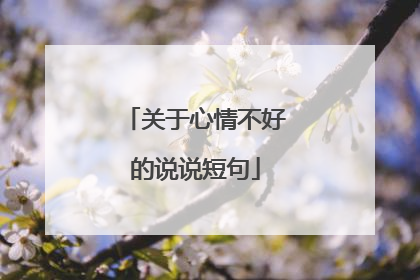 关于心情不好的说说短句