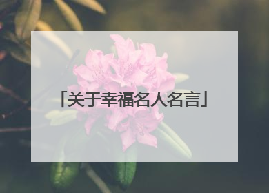 关于幸福名人名言