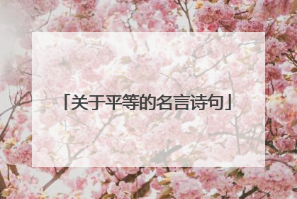 关于平等的名言诗句