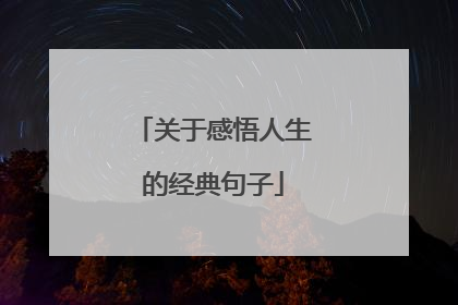 关于感悟人生的经典句子