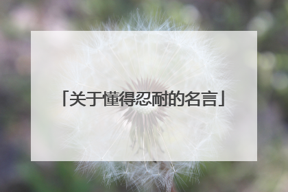 关于懂得忍耐的名言