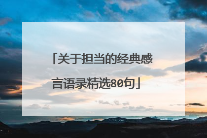 关于担当的经典感言语录精选80句