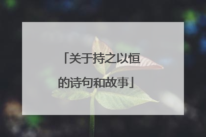 关于持之以恒的诗句和故事