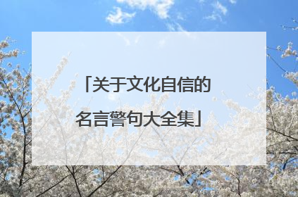 关于文化自信的名言警句大全集