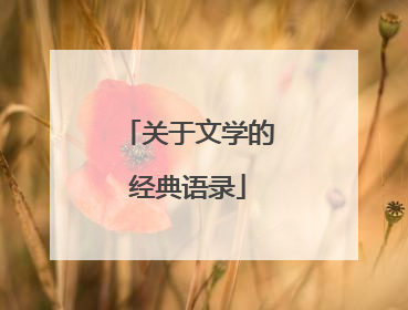 关于文学的经典语录