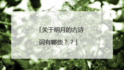 关于明月的古诗词有哪些？？