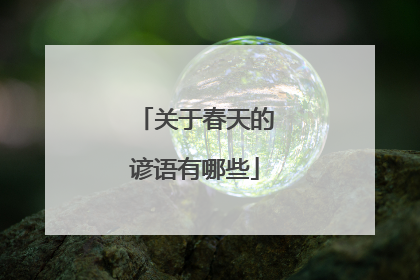 关于春天的谚语有哪些