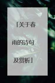 关于春雨的诗句及赏析