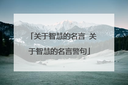 关于智慧的名言 关于智慧的名言警句