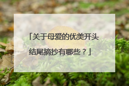 关于母爱的优美开头结尾摘抄有哪些?
