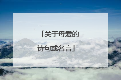 关于母爱的诗句或名言