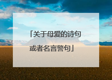 关于母爱的诗句或者名言警句