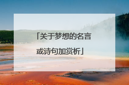 关于梦想的名言或诗句加赏析