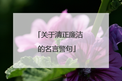 关于清正廉洁的名言警句