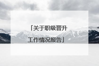 关于职级晋升工作情况报告