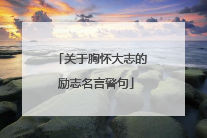 关于胸怀大志的励志名言警句