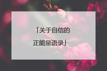 关于自信的正能量语录