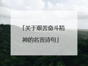 关于艰苦奋斗精神的名言诗句